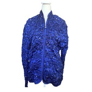 Active Seller! MSK Women’s Sequin Textured Blue Jacket Formal Medium